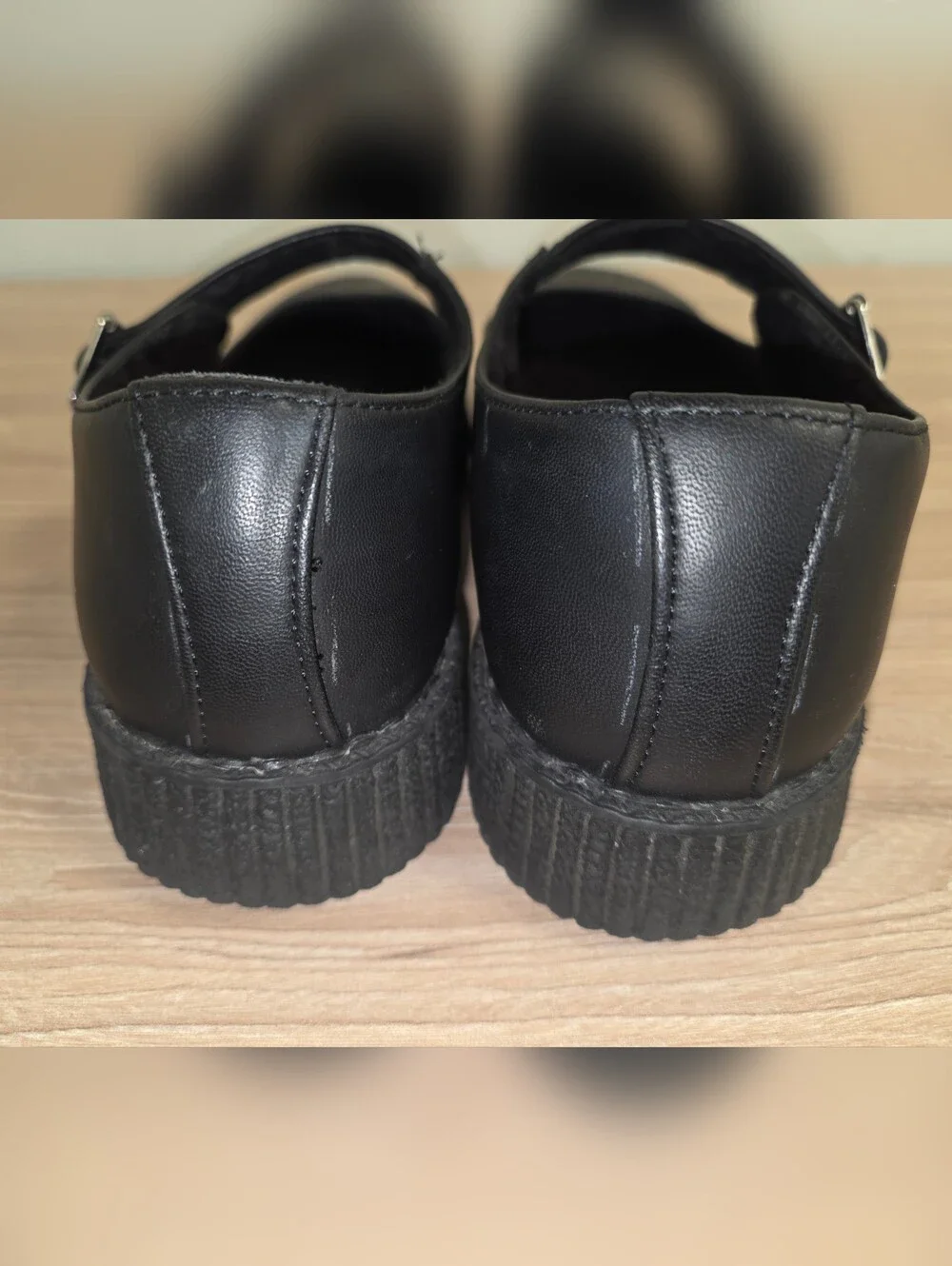 T.U.K Black Mary Jane Platform with Silver Buckle Accent